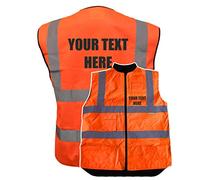 Personalised Custom Printed Orange Hi Vis Bodywarmer, Fleeced Lined Reversible, Conforms to EN20471 Class 2 & GO/RT 3279, High Visibility, By Brook Hi Vis, Small