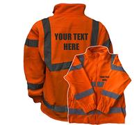 Personalised Custom Printed Orange Hi Vis Fleece Jacket, Conforms to EN20471 Class 3 & GO/RT 3279 High Visibility, By Brook Hi Vis, XLarge