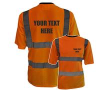 Personalised Custom Printed Orange Hi Vis T-Shirt Reflective Safety Vest Waistcoat, Conforms to EN20471 Class 2 & GO/RT 3279, High Visibility, By Brook Hi Vis, Medium