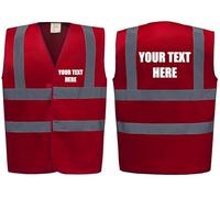 Personalised Custom Printed Red Hi Vis Hi Viz Safety Vests Waistcoats, Ideal For Events, Schools,XLarge