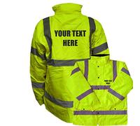 Personalised Custom Printed Yellow Hi Vis Parka Jacket Reflective, Waterproof, Conforms to EN20471 Class 3, High Visibility, By Brook Hi Vis, XXXLarge