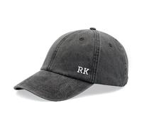 Personalised Custom Side Initials Baseball Cap Vintage Washed Unisex Dad Hat Adjustable Embroidered Black