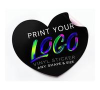 Personalised Custom Stickers, Round, Square, Rectangle, Heart & Contour Cut Vinyl Stickers, Waterproof Self Adhesive Logo Labels, Packaging & Product Stickers, White Vinyl Stickers (Heart)