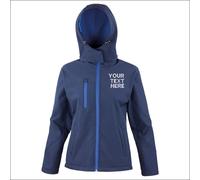 Personalised Custom Text Embroidered Result Core Ladies Hooded Soft Shell Jacket
