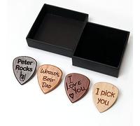 Personalised Custom Wooden Guitar Pick Plectrum + Gift Box | Design A Truly Unique Present | Laser Engraved (Red Sandalwood)