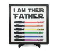 Personalised Custom Wooden Light Sabers Plaque Gifts with Your Kid's Names, Father's Day Birthday Christmas Gifts for Dad Grandpa from Son Daughter Grandkids Wife - Personalised Father's Day Gifts