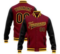 Personalised Customise American Football Jersey Jacket with Team Name Number, Custom Baseball Jersey Baseball Jacket, Sports Uniform Long Sleeve Gym Outwear for Men/Women/Kids/Boys/Girls/Youth