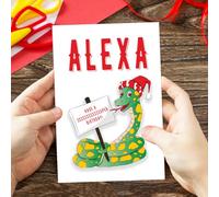 Personalised Customised Funny Snake Birthday Card For Kids (#064)
