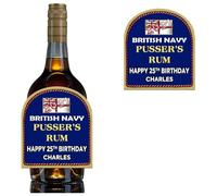 Personalised Customised Label Sticker for British Navy Pusser's Rum Bottle Birthday Anniversary Christmas