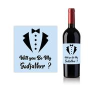 Personalised customised Whiskey Wine Bottle Label for Sticker Wedding Will You Be My Godfather (SMBL049)