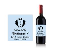 Personalised customised Whiskey Wine Bottle Label Sticker for Wedding Will You Be My Bridesman (SMBL037)