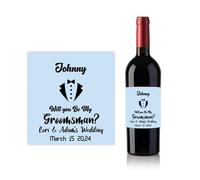Personalised customised Whiskey Wine Bottle Label Sticker for Wedding Will You Be My Groomsman (SMBL041)