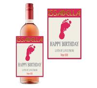 Personalised Customized Pink Bottle Label Sticker Barefoot Moscato Birthday Anniversary Xmas