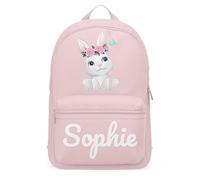 Personalised Cute Bunny Mini Back Pack - Custom School Bags for girls, Starting Nursery and returning back to school,Toddler Accessories, One Size, Light Pink