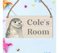 Personalised Cute & Colourful Sea Animals Theme | Personalised Children's Bedroom Sign | 9 Animal Designs To Choose | From Door & Room Name Plaque (Seal)