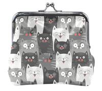 Personalised Cute Leather Playful Cats Grey Wallet with Kiss Lock Change Cards for Coins, Playful Cats Grey, UNITALLA, Playful Cats Grey, UNITALLA, Classic, Playful Cats Grey, UNITALLA, Classic