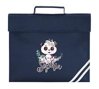 Personalised Cute Panda Book Bag, Girls Back to School Gifts, Custom Bags for Kids Who Like Animals, Primary and Nuresery Child Bookbag, Boys and Girls, One Size, Navy