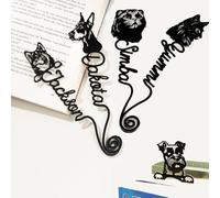 Personalised Cute Pet Cat Dog Face Metal Bookmark Custom Name Fun Cute Bookmarks for Women Unique Bookmarks for Book Lovers Reading Accessories Teacher's Day Appreciation Birthday Gift