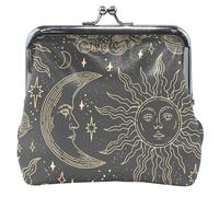 Personalised Cute Purse for Women Leather Mysterious Heavenly Black Kiss Lock Card Wallet Replacement Handbag, Mysterious Celestial Black, Mystic Sky Black, Mystic Sky Black, Classic