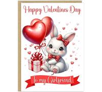 Personalised Cute Sentimental Animal Valentines Day Cards for Couples - Custom Own Name Girlfriend Boyfriend Wife Husband Fiancee - Love Bug and More Designs! (Bunny)