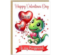 Personalised Cute Sentimental Animal Valentines Day Cards for Couples - Custom Own Name Girlfriend Boyfriend Wife Husband Fiancee - Love Bug and More Designs! (Dinosaur)