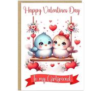 Personalised Cute Sentimental Animal Valentines Day Cards for Couples - Custom Own Name Girlfriend Boyfriend Wife Husband Fiancee - Love Bug and More Designs! (Love Birds)