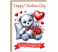 Personalised Cute Sentimental Animal Valentines Day Cards for Couples - Custom Own Name Girlfriend Boyfriend Wife Husband Fiancee - Love Bug and More Designs! (Teddy)
