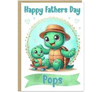 Personalised Cute Turtle Happy Father's Day Card - To The Best... - Custom Name Daddy, Dad, Grandad, Step Dad Add Own Name - Adorable Turtle Designs For Him - A5 or A4 Size (Design 9)