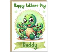 Personalised Cute Turtle Happy Father's Day Card - To The Best... - Custom Name Daddy, Dad, Grandad, Step Dad Add Own Name - Adorable Turtle Designs For Him - A5 or A4 Size (Design 8)