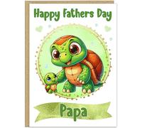 Personalised Cute Turtle Happy Father's Day Card - To The Best... - Custom Name Daddy, Dad, Grandad, Step Dad Add Own Name - Adorable Turtle Designs For Him - A5 or A4 Size (Design 14)