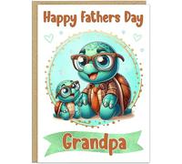 Personalised Cute Turtle Happy Father's Day Card - To The Best... - Custom Name Daddy, Dad, Grandad, Step Dad Add Own Name - Adorable Turtle Designs For Him - A5 or A4 Size (Design 13)
