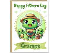 Personalised Cute Turtle Happy Father's Day Card - To The Best... - Custom Name Daddy, Dad, Grandad, Step Dad Add Own Name - Adorable Turtle Designs For Him - A5 or A4 Size (Design 12)