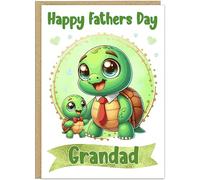 Personalised Cute Turtle Happy Father's Day Card - To The Best... - Custom Name Daddy, Dad, Grandad, Step Dad Add Own Name - Adorable Turtle Designs For Him - A5 or A4 Size (Design 6)