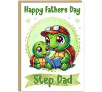 Personalised Cute Turtle Happy Father's Day Card - To The Best... - Custom Name Daddy, Dad, Grandad, Step Dad Add Own Name - Adorable Turtle Designs For Him - A5 or A4 Size (Design 4)