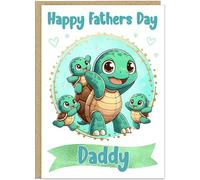Personalised Cute Turtle Happy Father's Day Card - To The Best... - Custom Name Daddy, Dad, Grandad, Step Dad Add Own Name - Adorable Turtle Designs For Him - A5 or A4 Size (Design 7)