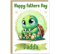 Personalised Cute Turtle Happy Father's Day Card - To The Best... - Custom Name Daddy, Dad, Grandad, Step Dad Add Own Name - Adorable Turtle Designs For Him - A5 or A4 Size (Design 10)