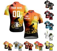 Personalised Cycling Jersey for Men,Custom Short Sleeve Cycling Jersey with Personal Name/Number/Logo,Half Zipper Cycling Shirts with Pockets (Style 6)