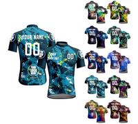 Personalised Cycling Jersey for Men,Custom Short Sleeve Cycling Jersey with Personal Name/Number/Logo,Half Zipper Cycling Shirts with Pockets (Style 4)