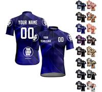 Personalised Cycling Jersey for Men,Custom Short Sleeve Cycling Jersey with Personal Name/Number/Logo,Half Zipper Cycling Shirts with Pockets (Style 2)