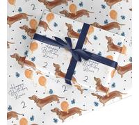 Personalised Dachshund Birthday Wrapping Paper Gift Wrap - Custom Name & Age - Cute Sausage Dog Birthday Present Wrap - Recyclable Eco Friendly by Dyefor - 3 Sheets (50cm x 65cm each)