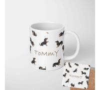 Personalised Dachshund Mug & Coaster, Custom Name Set, Cute Sausage Dog Gift, Wiener Dog Lover Coffee Cup, Pet Owner Mug, Funny Animal Drinkware
