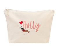 Personalised Dachshund Sausage Dog Cream Wash Accessory Bag