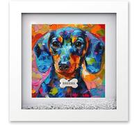 Personalised Dachshund Wall Art - 8x8 Inch Box Framed Print, Add Dog Name - Custom Dachshund Gift for Dog Lovers