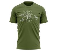 Personalised Dad Fist Pump Fathers Day T Shirt Add Your Childrens Name Gift for Him, XXL, Military Green
