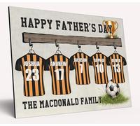 Personalised Dad Gift Football Shirts Choose Your Team Colours Father's Day Hanging Custom Names Family Kids Wooden Plaque Best Dad Grandad (2 Large & 3 Small)