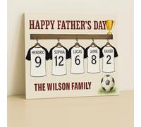 Personalised Dad Gift Football Shirts Choose Your Team Colours Father's Day Hanging Custom Names Family Kids Wooden Plaque Best Dad Grandad, 1,2 Large & 1,2,3,4 Small