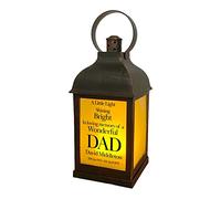 Personalised Dad In Loving Memory Graveside Lantern Gift With Flame Effect Bronze