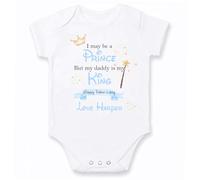 Personalised Daddy is my King Happy Father's Day Baby Vest or Babygrow [1st Fathers Day Gift from Son Daughter Unisex Present] (Baby Vest: White, 0-3 Months)