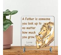 Personalised Daddy Lion & Cub Acrylic Plaque - Father's Day Tribute from Child - Heartfelt Custom Name Gift - Thoughtful Birthday Gifts For Dad (Acrylic)