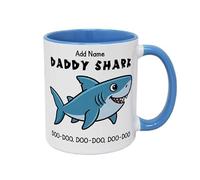 Personalised Daddy Shark Mug - Dad Mug from Children - Funny Ceramic Coffee Mug for Father’s Day - 11oz White Mug - UK Handmade Gift
